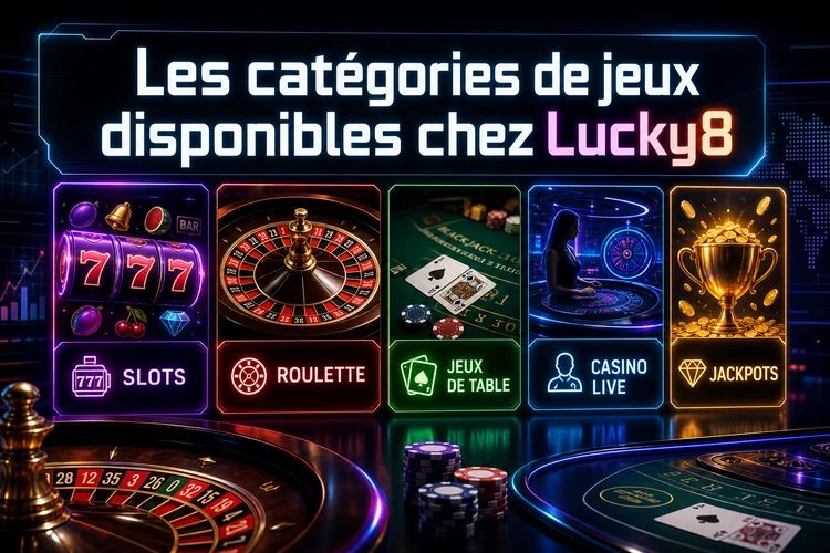 Les catégories de jeux disponibles chez Lucky8